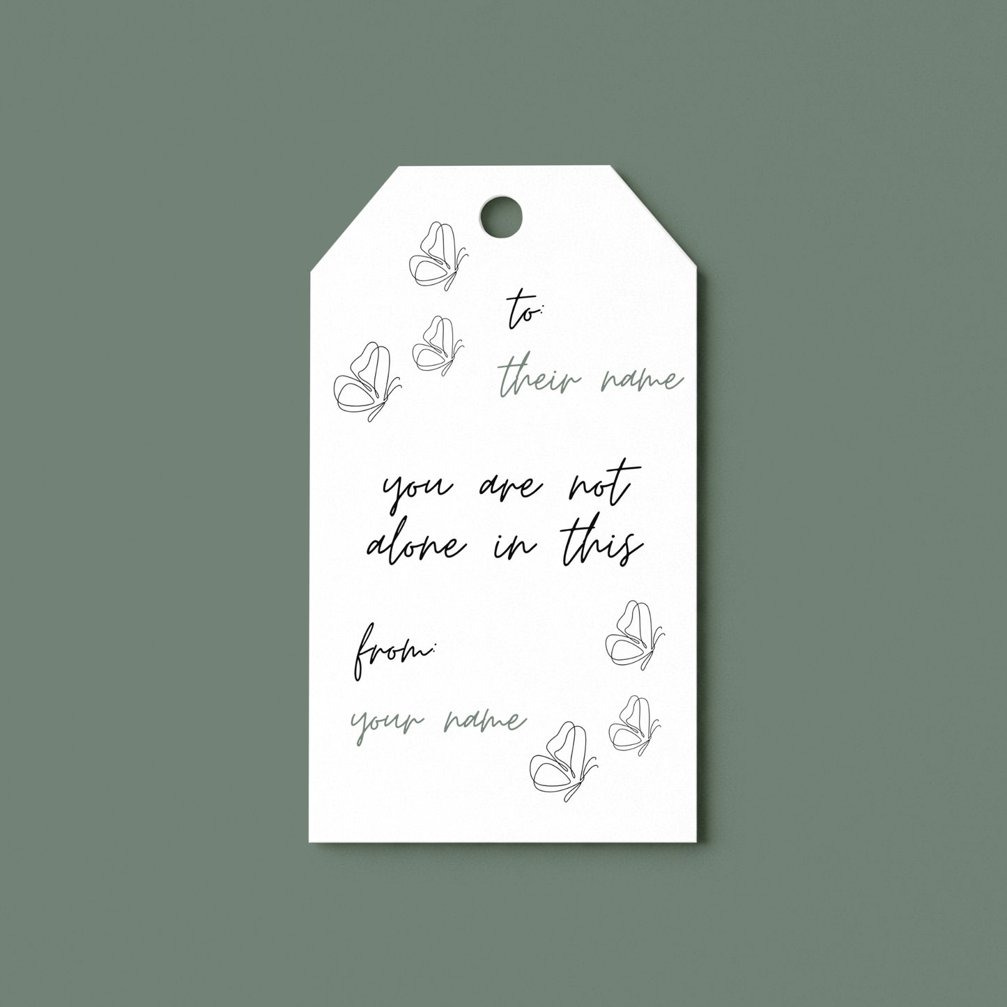 Thinking of You Gift Tag Printable | You Are Not Alone Encouragement Tag