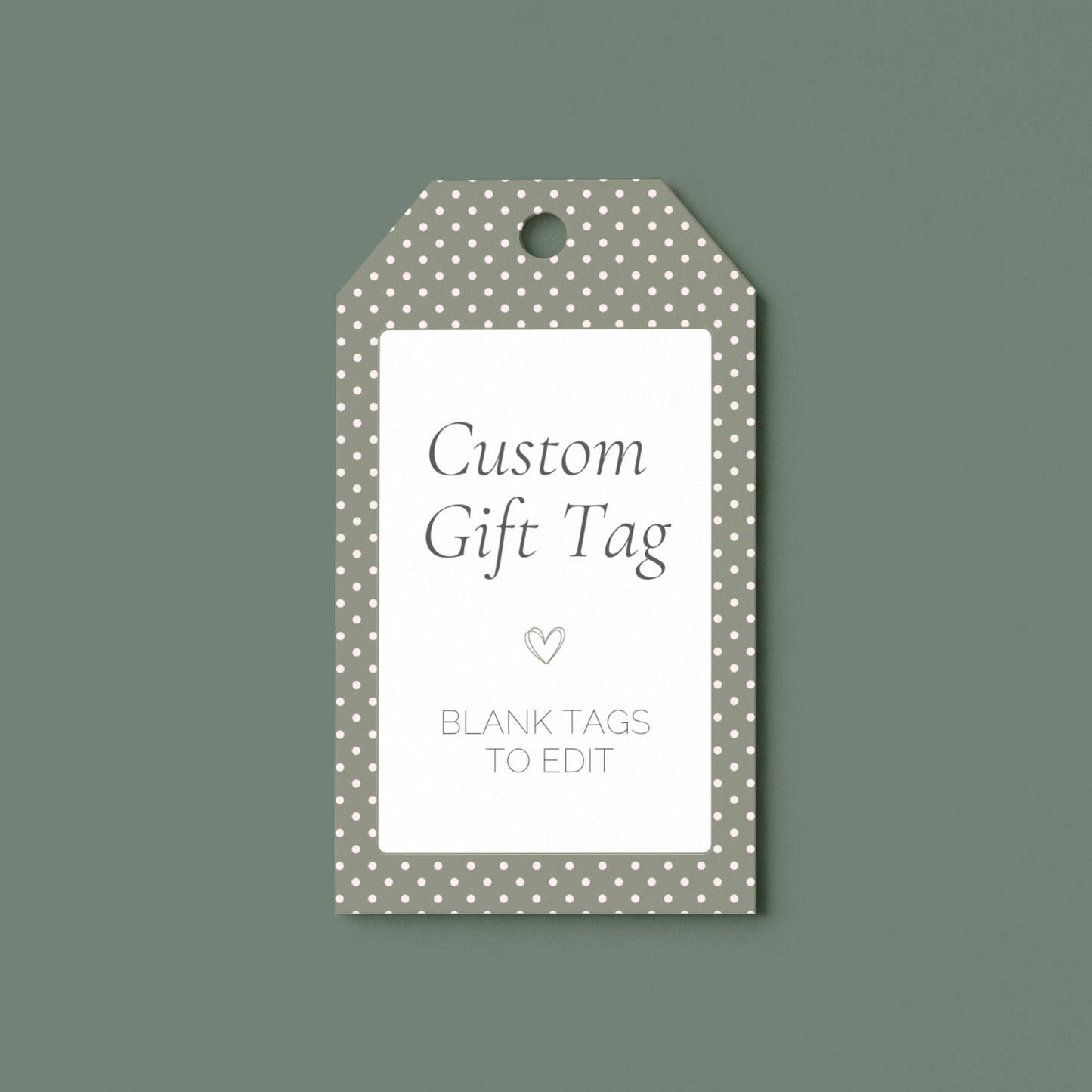 Blank Gift Tags Printable | Editable Sage Green Polka Dot Gift Tag Template