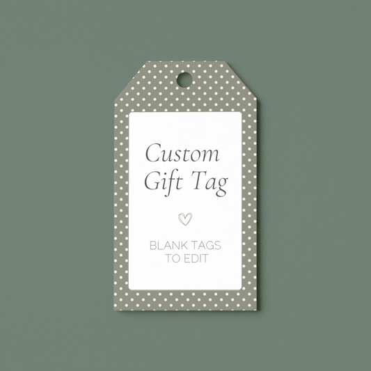 Blank Gift Tags Printable | Editable Sage Green Polka Dot Gift Tag Template