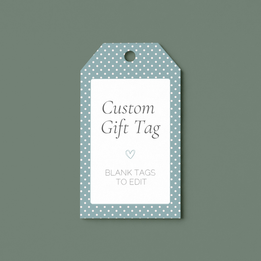 Blank Gift Tags Printable | Editable Dusty Blue Polka Dot Gift Tag Template