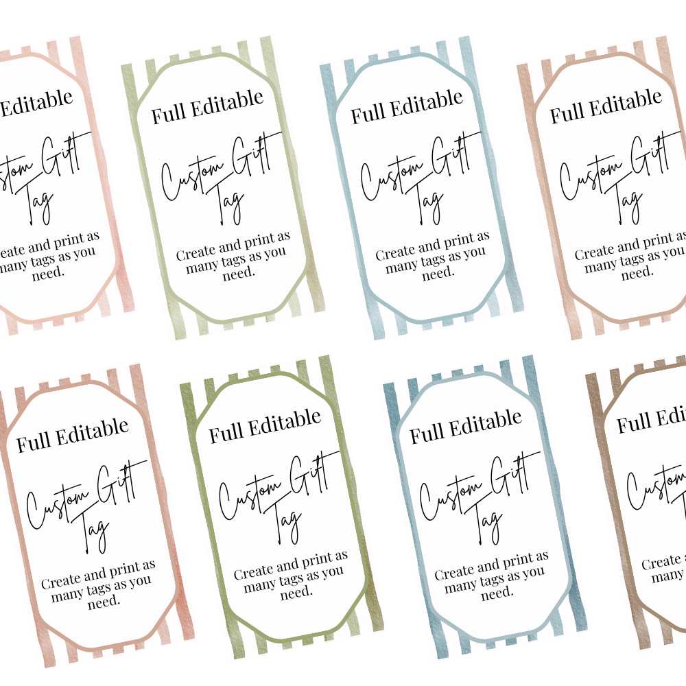 Editable Gift Tag Template | Printable Custom Gift Tags | Canva Download