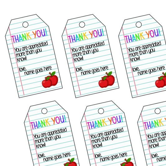 Printable Teacher Appreciation Gift Tags | Editable Thank You Tags | Instant Download